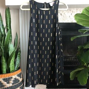 Black and Gold Mini Swing Dress